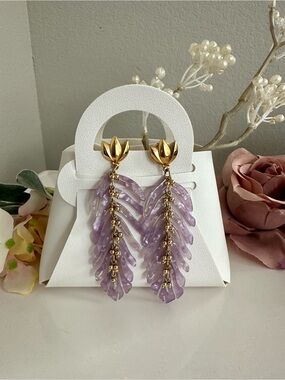 GAS BIJOUX Bo Cavallo 24K-Gold-Plated Drop Lavender Fringe Earrings